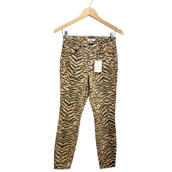 Good American High Waist Skinny Jeans Size 4 Crop Tan Brown Zebra NWT - Picture 1 of 6